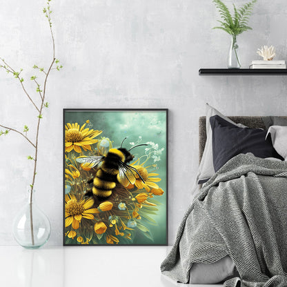 Bee And Chrysanthemum - 11CT Stamped Cross Stitch 40*55CM