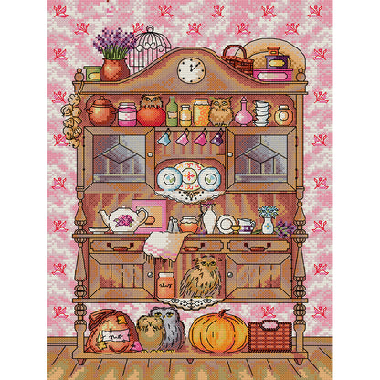 Owl Bookshelf - 14CT Stamped Cross Stitch 30*40CM(Joy Sunday)