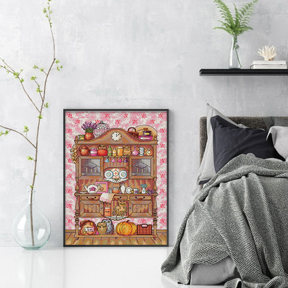 Owl Bookshelf - 14CT Stamped Cross Stitch 30*40CM(Joy Sunday)