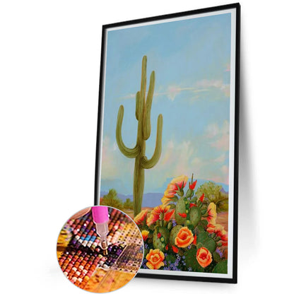 Cactus Flower - Full Round Drill Diamond Painting 30*50CM