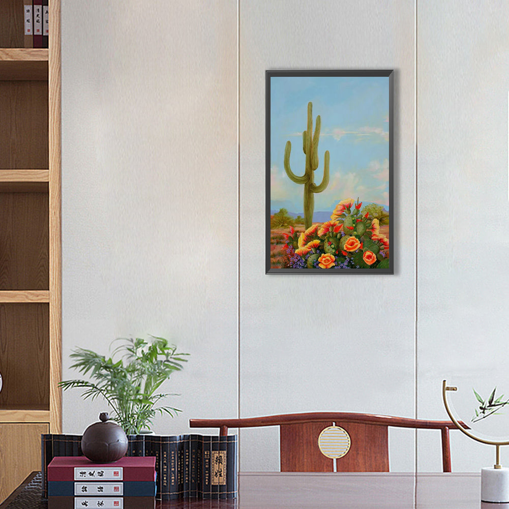 Cactus Flower - Full Round Drill Diamond Painting 30*50CM