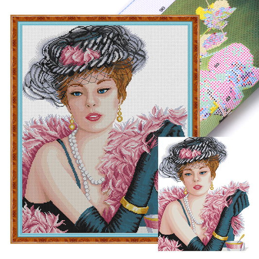 Elegant Lady - 14CT Stamped Cross Stitch 44*55CM(Joy Sunday)