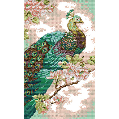 Green Peacock - 14CT Counted Cross Stitch 30*46CM(Joy Sunday)