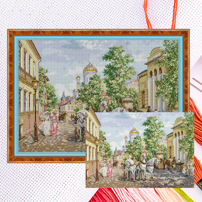 Troika In Front Of The Church - 14CT Counted Cross Stitch 60*44CM(Joy Sunday)