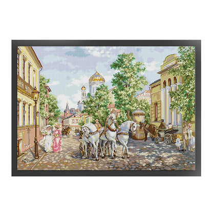 Troika In Front Of The Church - 14CT Counted Cross Stitch 60*44CM(Joy Sunday)