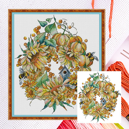 Autumn Harvest Garland - 14CT Counted Cross Stitch 33*37CM(Joy Sunday)