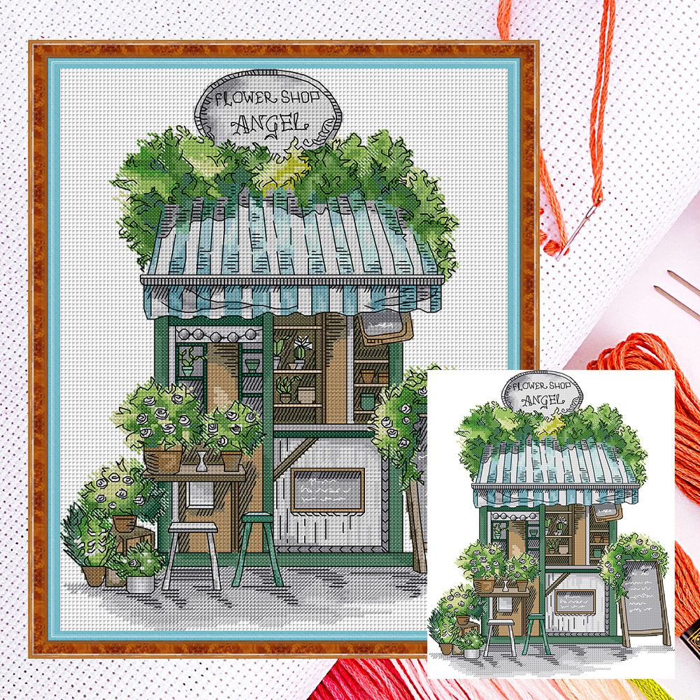 Flower Shop - 14CT Counted Cross Stitch 30*37CM(Joy Sunday)