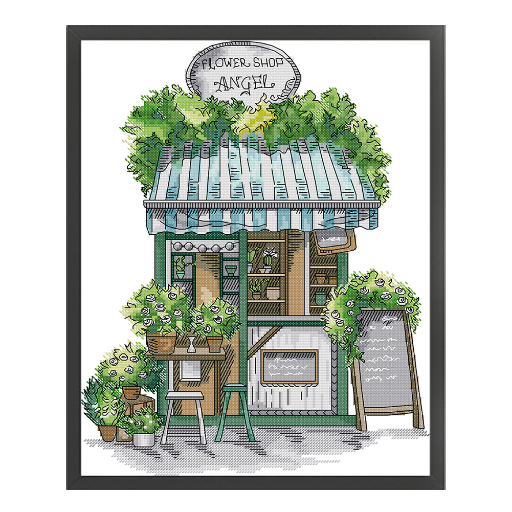 Flower Shop - 14CT Counted Cross Stitch 30*37CM(Joy Sunday)