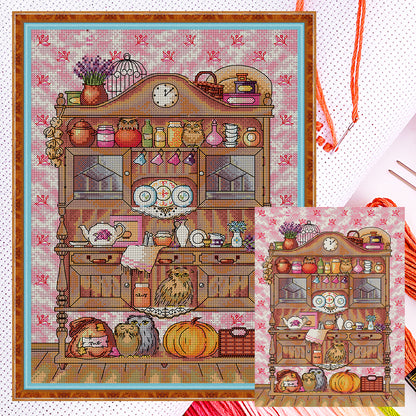 Owl Bookshelf - 14CT Counted Cross Stitch 30*40CM(Joy Sunday)