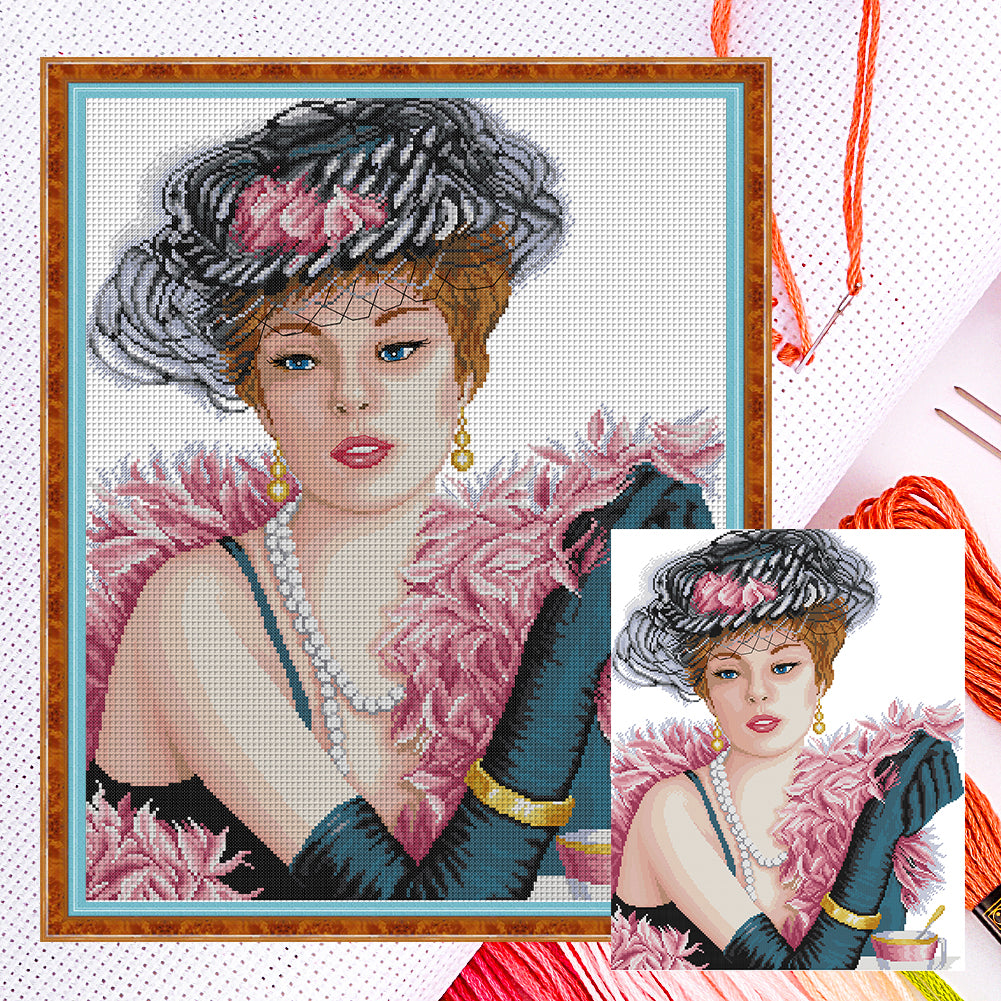 Elegant Lady - 14CT Counted Cross Stitch 44*55CM(Joy Sunday)