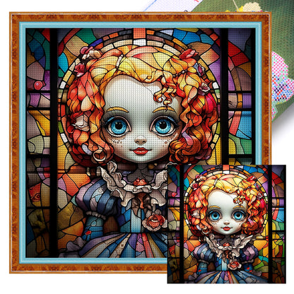 Glass Painting-Doll - 11CT Stamped Cross Stitch 40*40CM