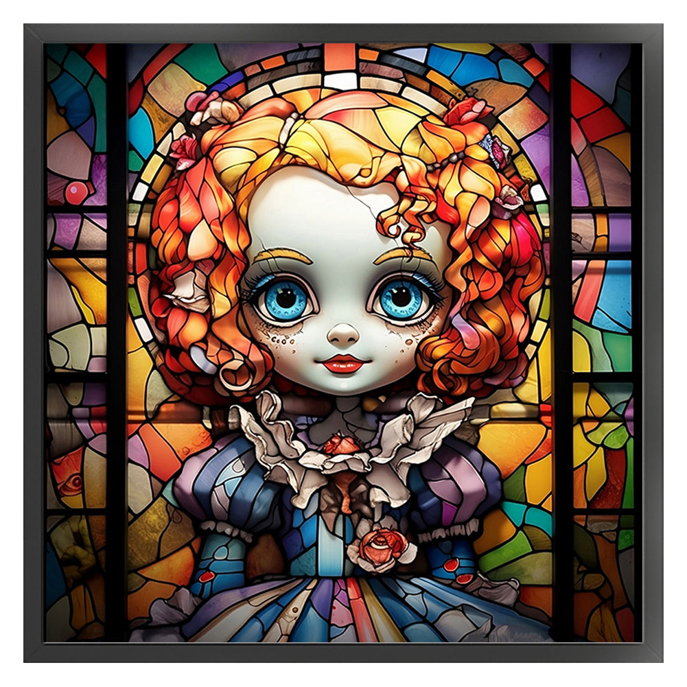 Glass Painting-Doll - 11CT Stamped Cross Stitch 40*40CM