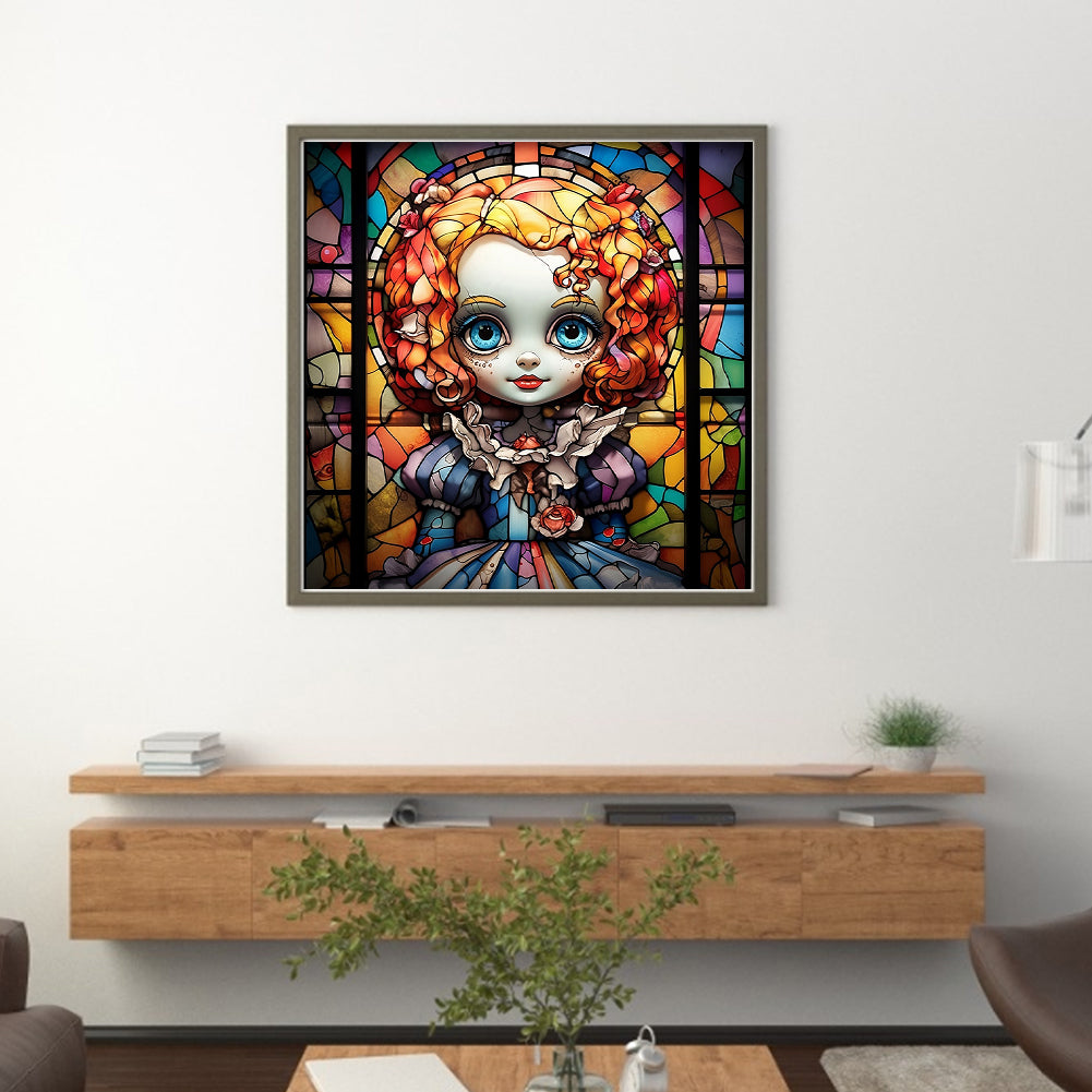 Glass Painting-Doll - 11CT Stamped Cross Stitch 40*40CM