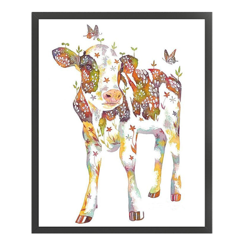 Cows With Flowers And Grass - 11CT Stamped Cross Stitch 40*50CM