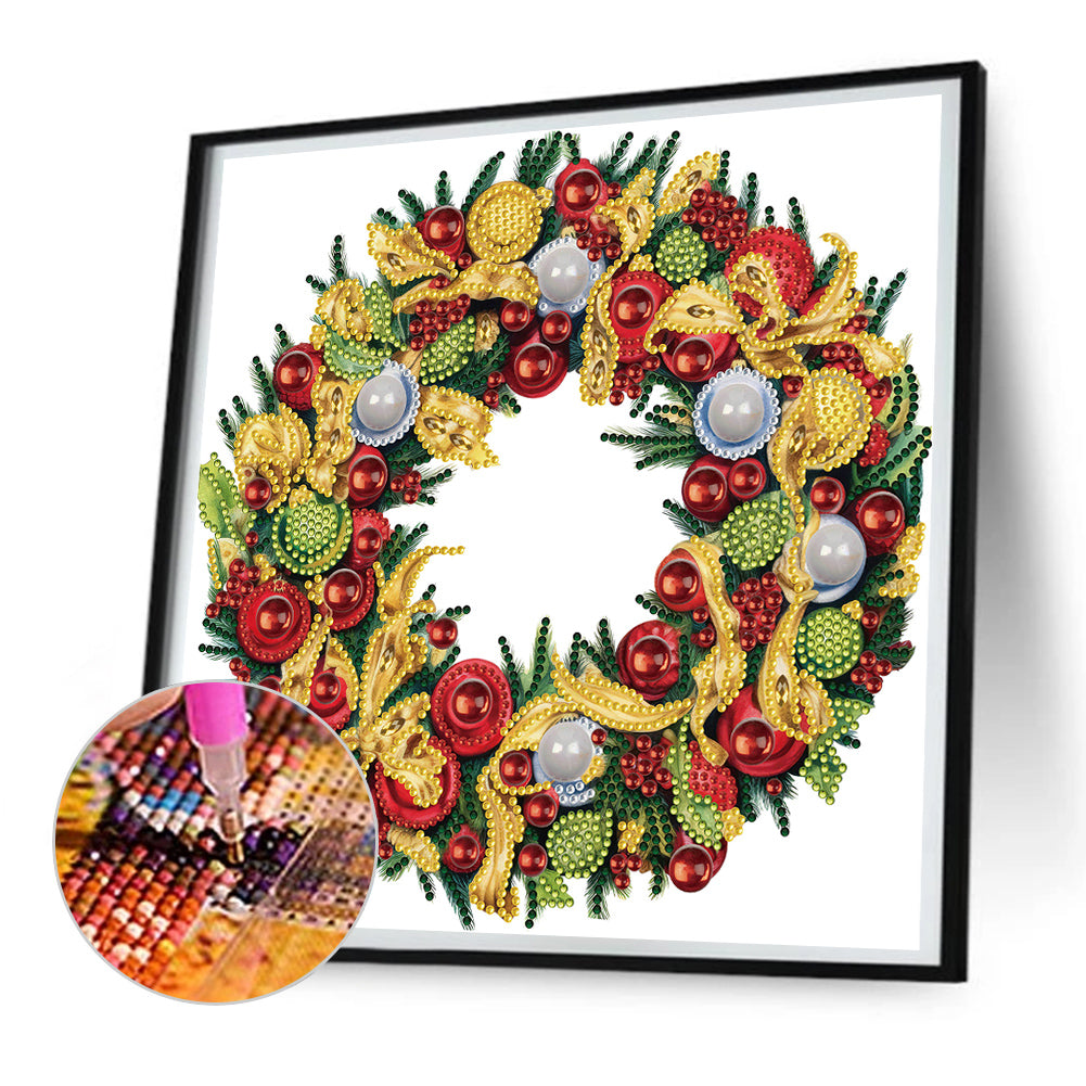 Christmas Wreath -Special Shaped Drill Diamond Painting 30*30CM