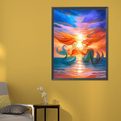 Twin Mermaids - Full Round Drill Diamond Painting 50*60CM
