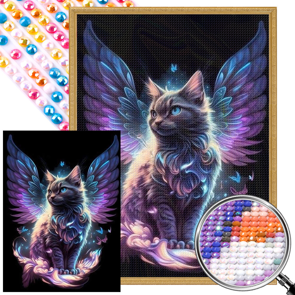 Angel Cat - Full Round AB Drill Diamond Painting 40*55CM