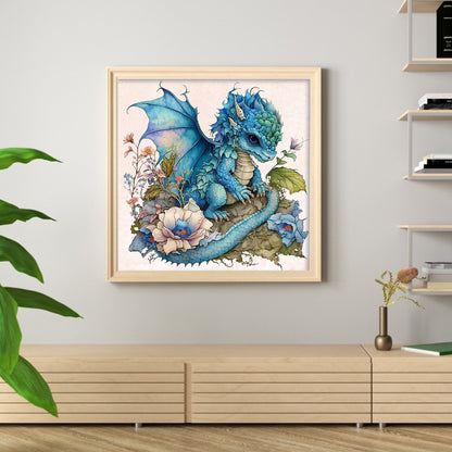 Cute Flower Pterosaur - 11CT Stamped Cross Stitch 50*50CM