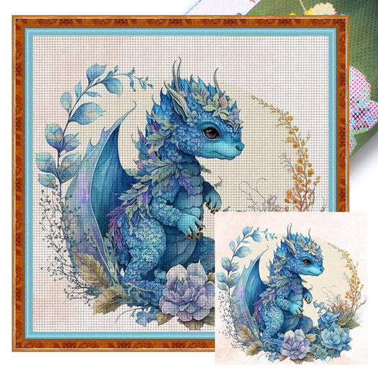 Cute Flower Pterosaur - 11CT Stamped Cross Stitch 50*50CM