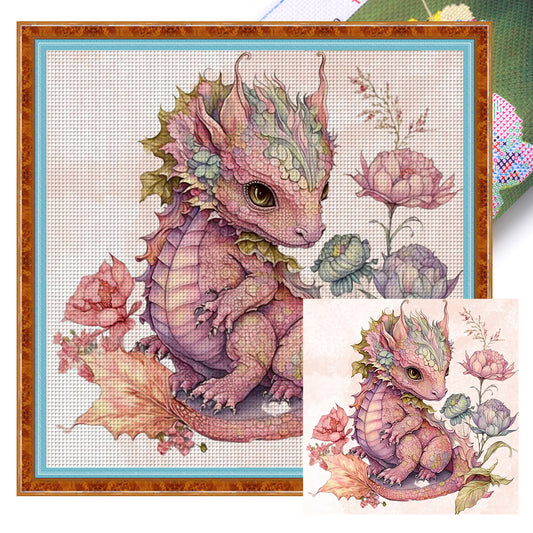 Cute Flower Pterosaur - 11CT Stamped Cross Stitch 50*50CM