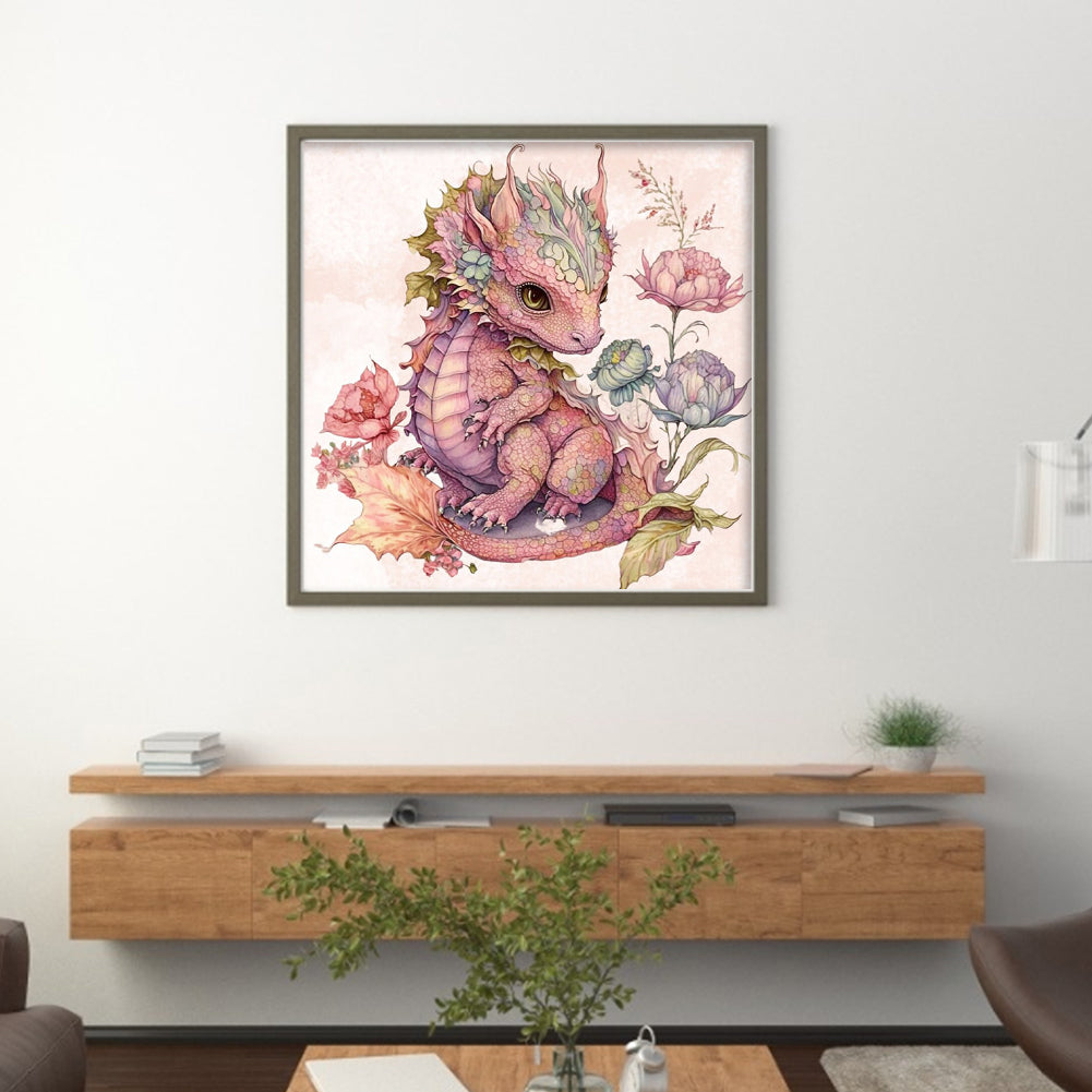 Cute Flower Pterosaur - 11CT Stamped Cross Stitch 50*50CM