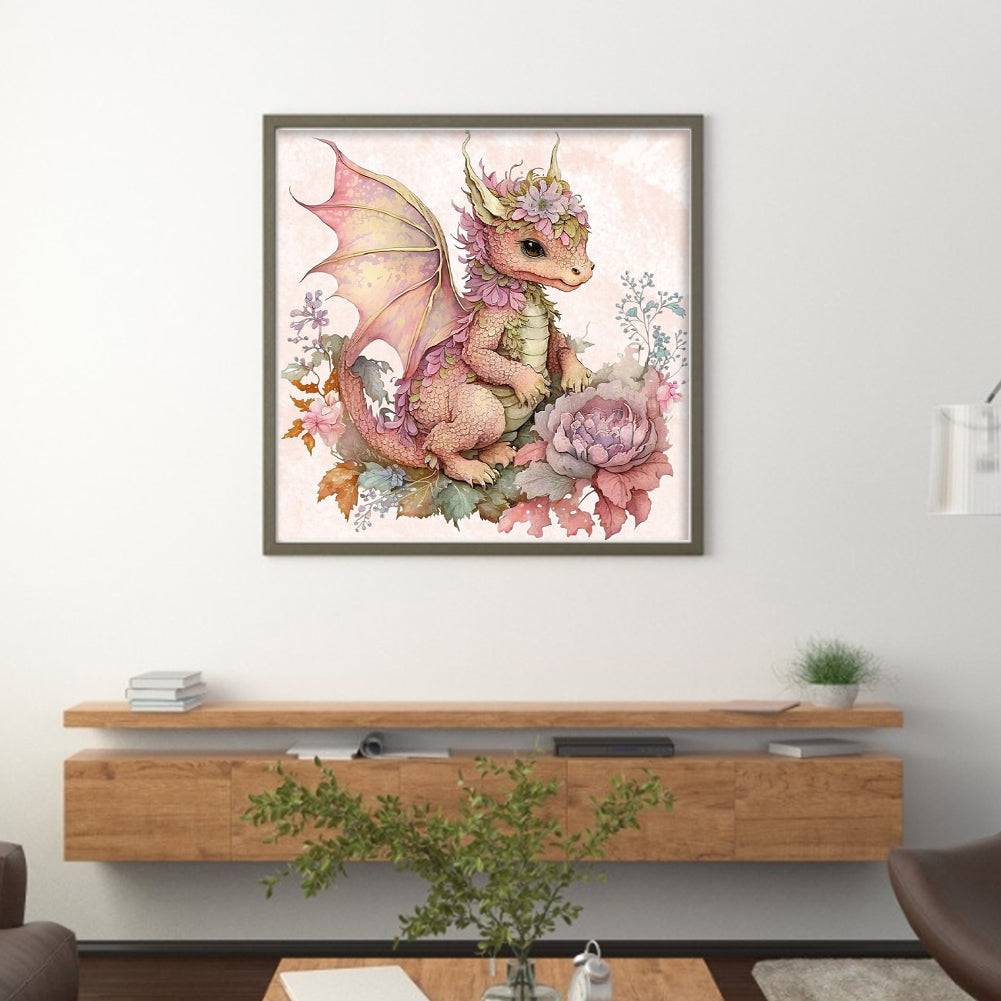 Cute Flower Pterosaur - 11CT Stamped Cross Stitch 50*50CM