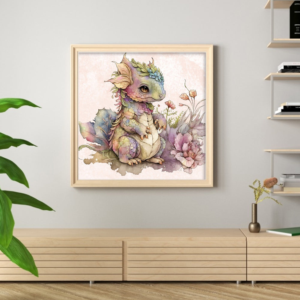 Cute Flower Pterosaur - 11CT Stamped Cross Stitch 50*50CM