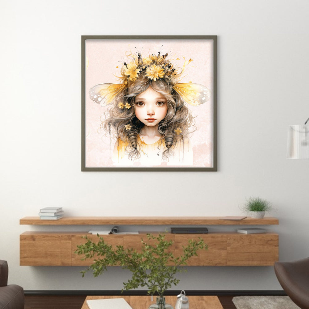 Bee Girl - 11CT Stamped Cross Stitch 50*50CM