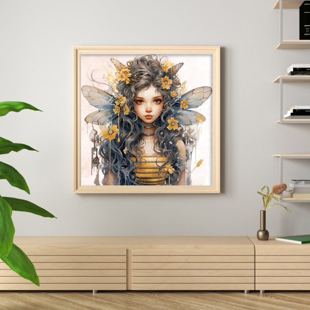 Bee Girl - 11CT Stamped Cross Stitch 50*50CM