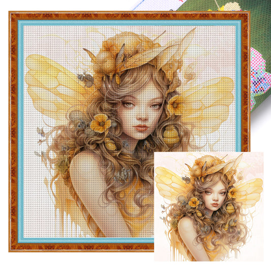 Bee Girl - 11CT Stamped Cross Stitch 50*50CM