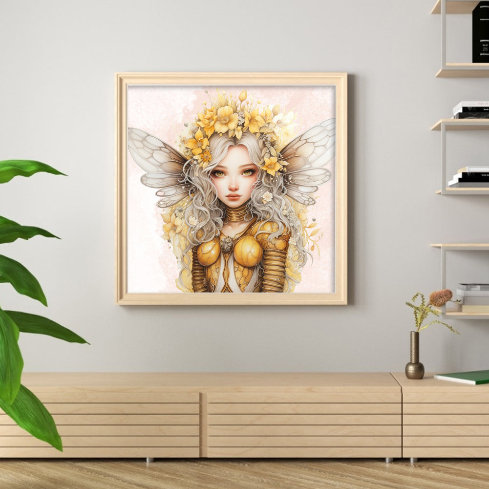 Bee Girl - 11CT Stamped Cross Stitch 50*50CM