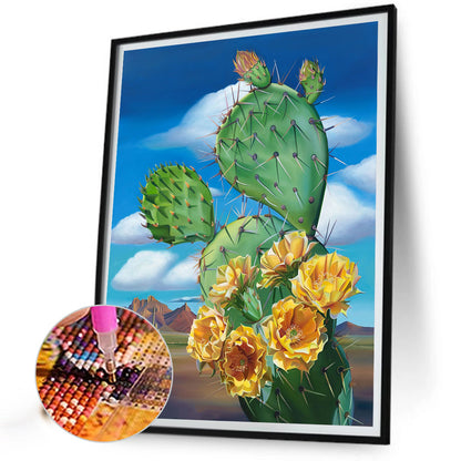 Cactus Flower - Full Round Drill Diamond Painting 40*50CM