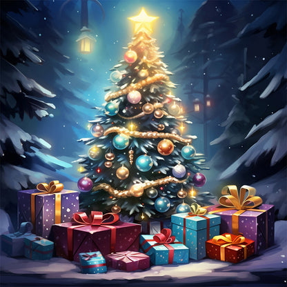 Winter Christmas Tree - Full Round Drill Diamond Painting 40*40CM