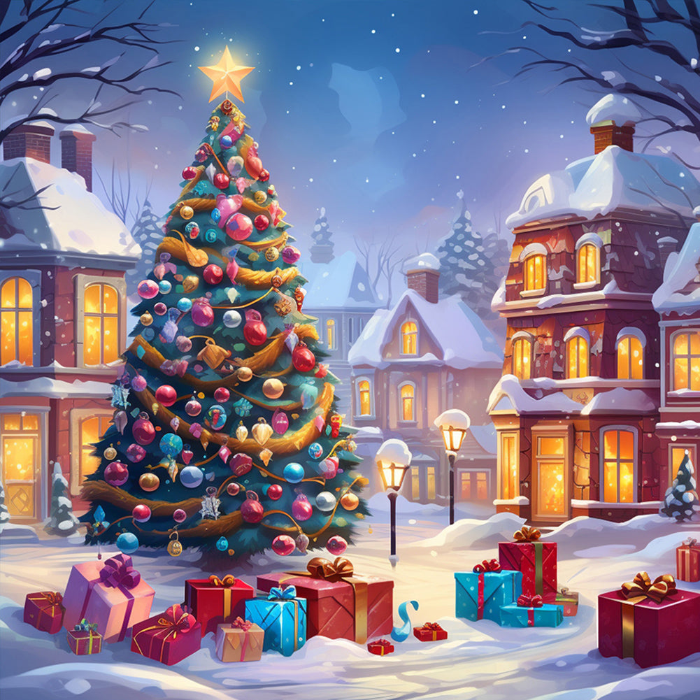 Winter Christmas Tree - Full Round Drill Diamond Painting 40*40CM