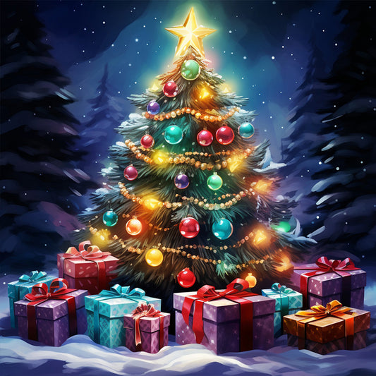 Winter Christmas Tree - Full Round Drill Diamond Painting 40*40CM