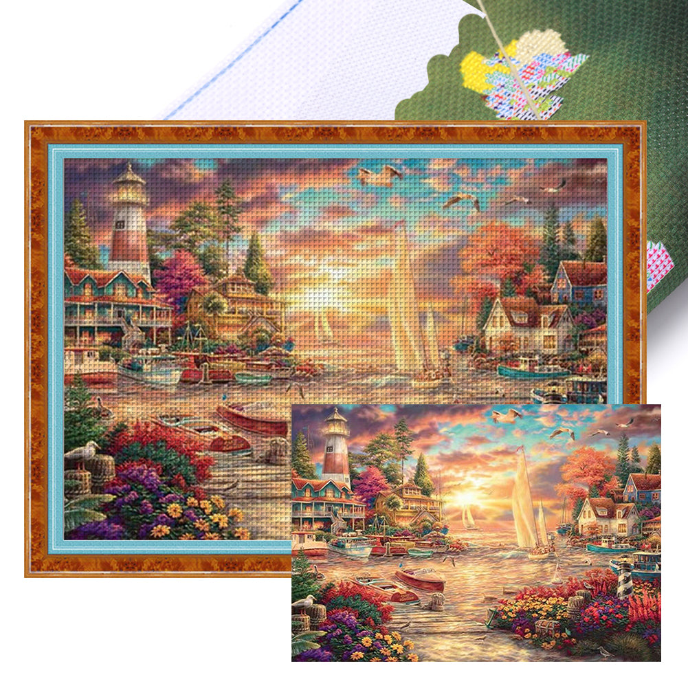 Sunset Landscape - 18CT Stamped Cross Stitch 60*45CM