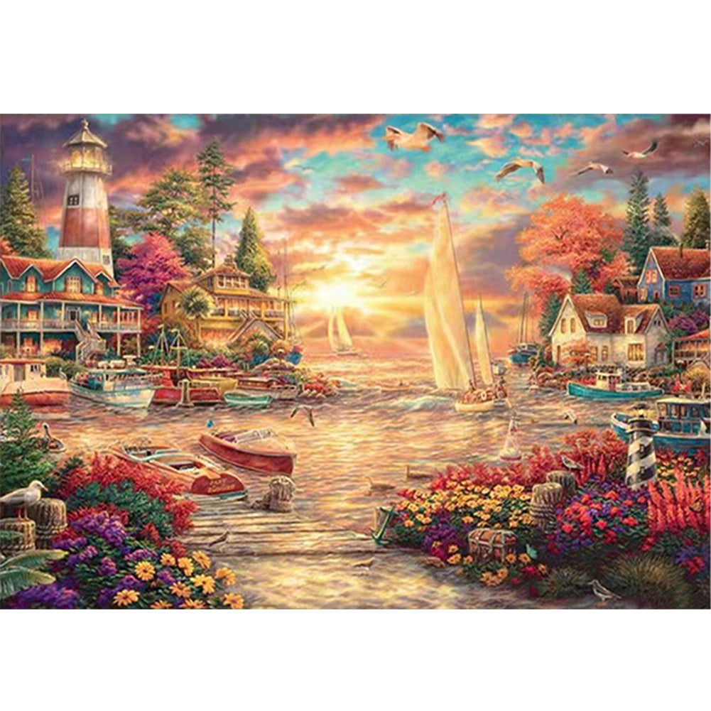 Sunset Landscape - 18CT Stamped Cross Stitch 60*45CM