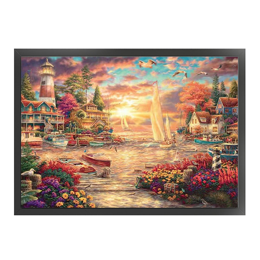 Sunset Landscape - 18CT Stamped Cross Stitch 60*45CM