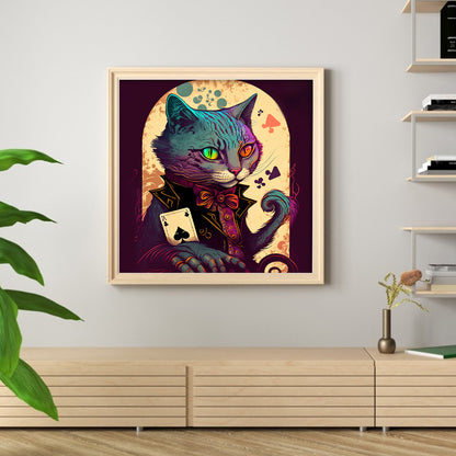 Poker Cat - 11CT Stamped Cross Stitch 50*50CM