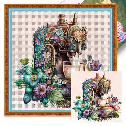 Herbal Coffee Machine - 11CT Stamped Cross Stitch 60*60CM