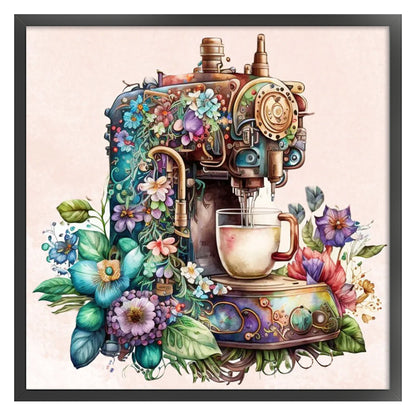 Herbal Coffee Machine - 11CT Stamped Cross Stitch 60*60CM