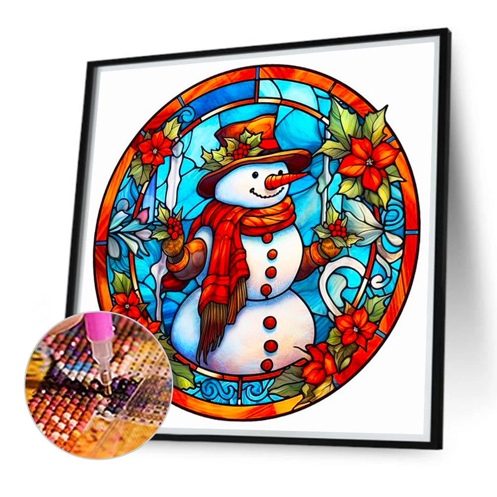 Christmas Flower Snowman - Full Round Drill Diamond Painting 40*40CM