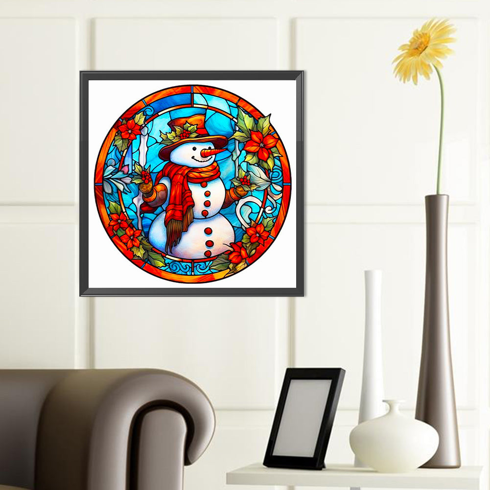 Christmas Flower Snowman - Full Round Drill Diamond Painting 40*40CM