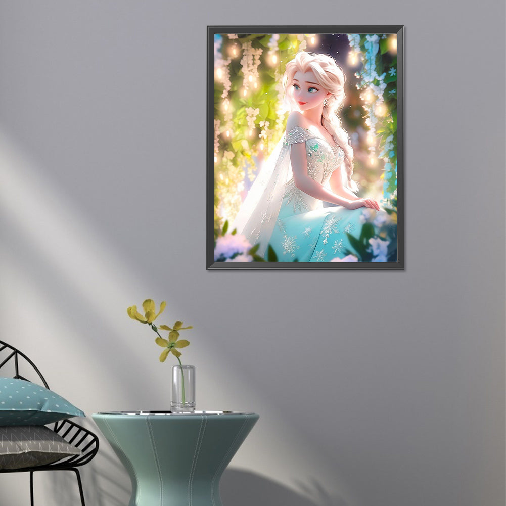 Frozen Princess Elsa And Flowers - Full Round Drill Diamond Painting 40*50CM