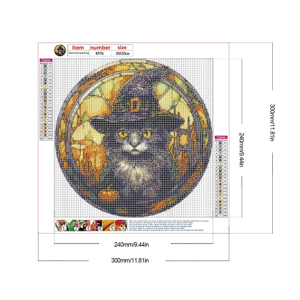 Halloween Glass Painting - Full Round Drill Diamond Painting 30*30CM