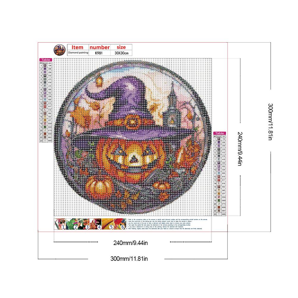 Halloween Glass Painting - Full Round Drill Diamond Painting 30*30CM