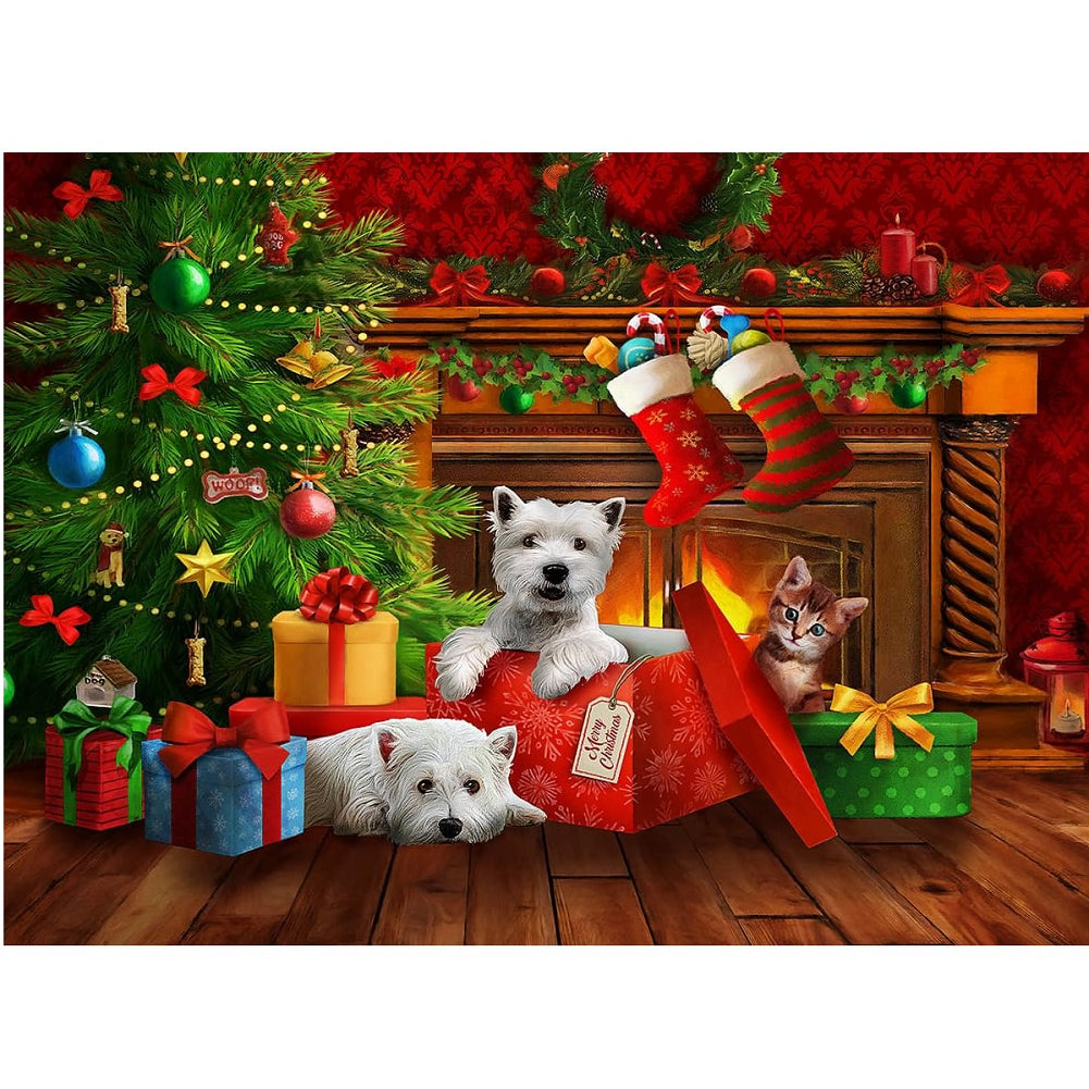 Christmas Puppy - Full Square Drill Diamond Painting 40*30CM