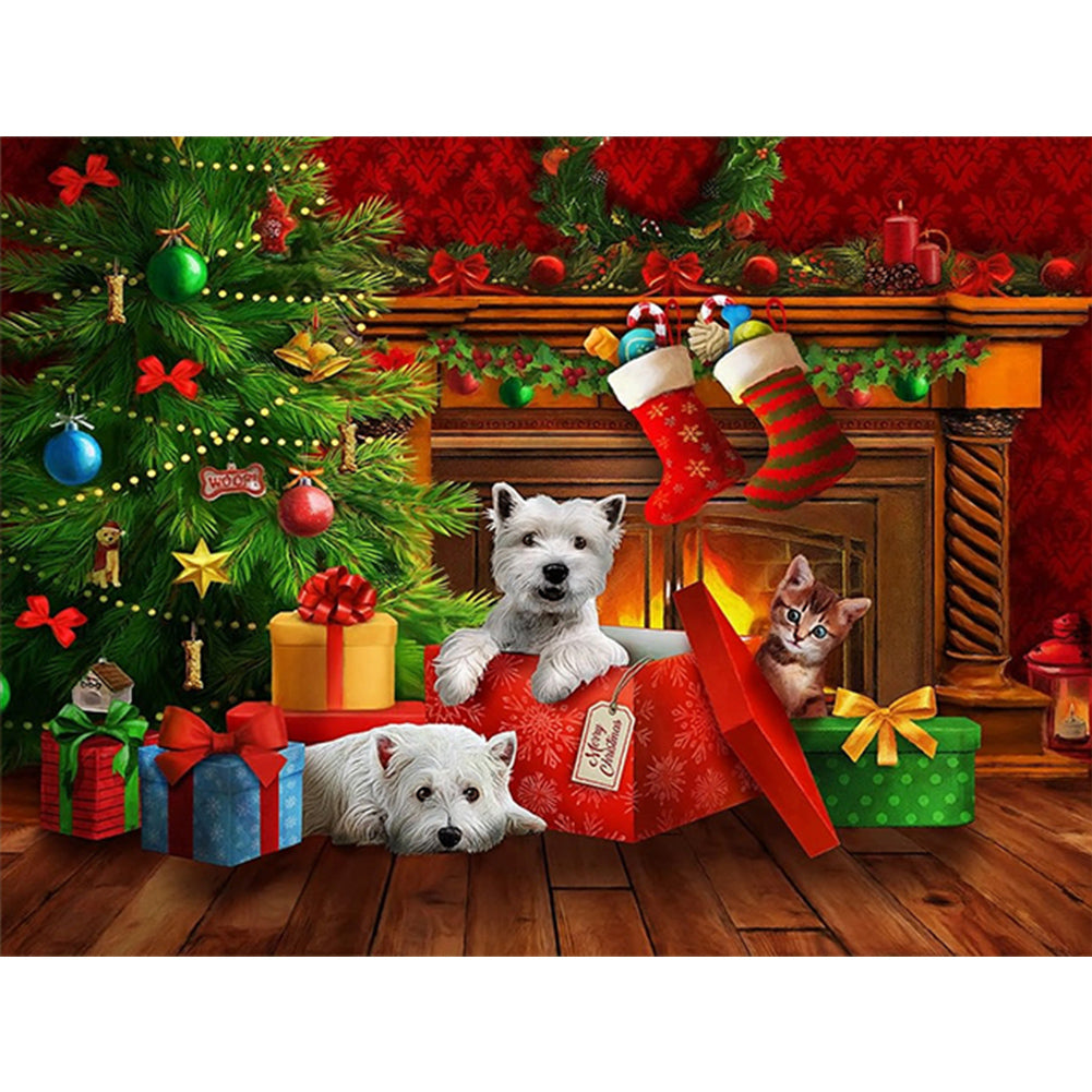 Christmas Puppy - Full Square Drill Diamond Painting 40*30CM