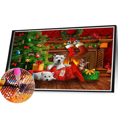 Christmas Puppy - Full Square Drill Diamond Painting 40*30CM