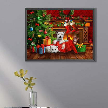 Christmas Puppy - Full Square Drill Diamond Painting 40*30CM